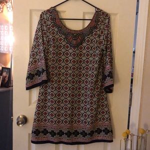 Patterned Dress with Beaded Front